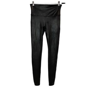 Spanx Faux Leather Leggings Womens Size Large‎ Black Liquid Metallic Shimmer